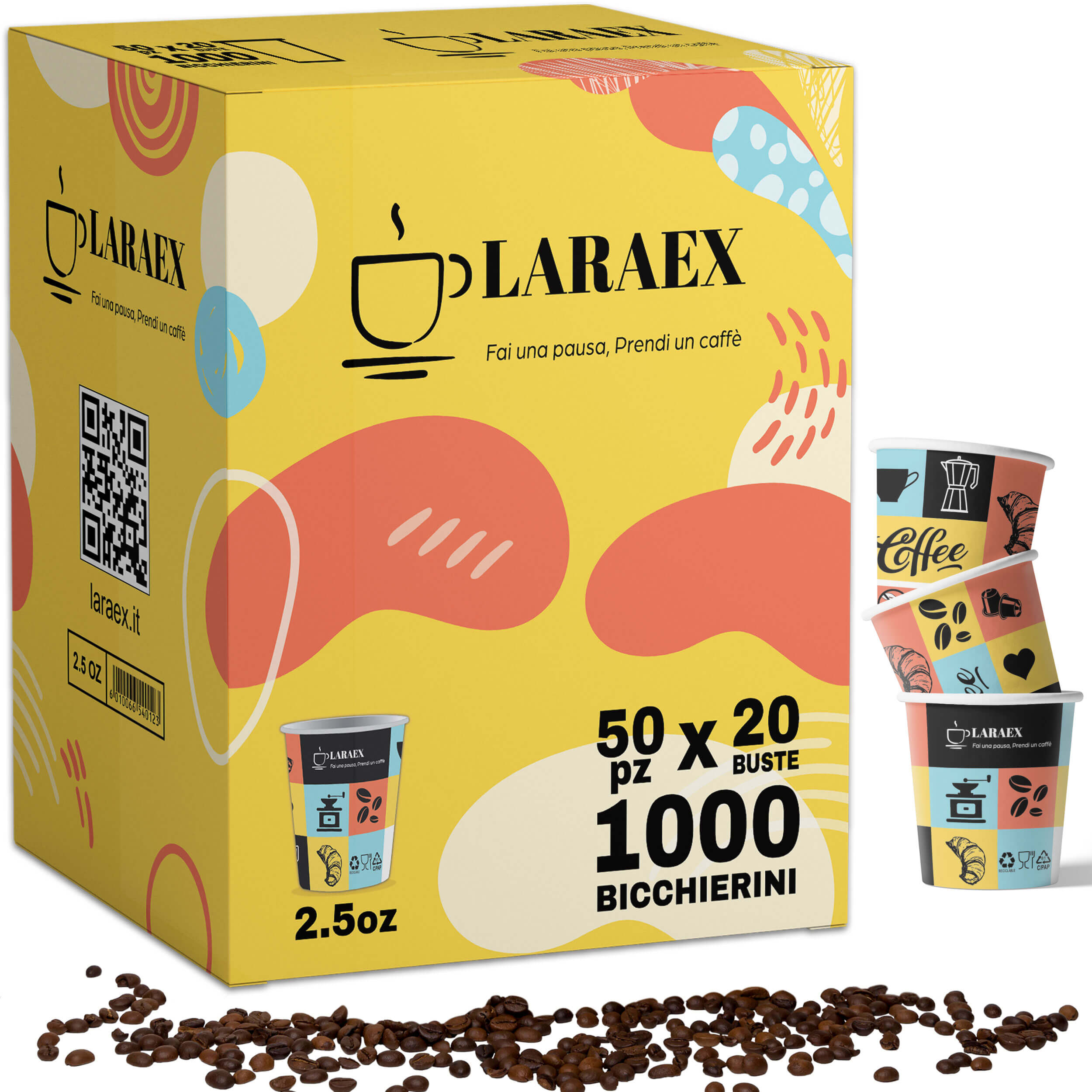 LARAEX 1000 Bicchierini in Carta da caffè per Bevande Calde